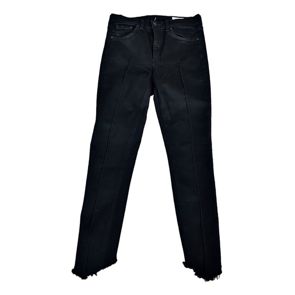 RAG & BONE Jeans High Rise Ankle Skinny Black Manson Designer Denim Raw Hem 28 - Picture 3 of 10
